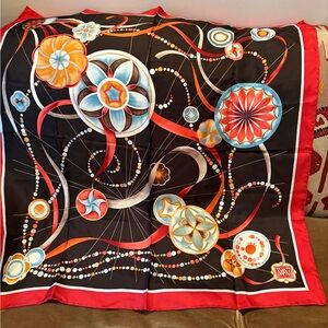 Worth Silk Scarf, colorful geometric and floral design